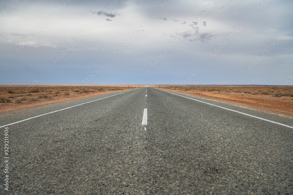 Fototapeta premium Endless road into the desert, Outback, Australia