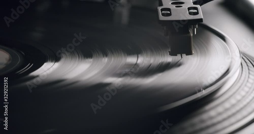 Tilt upwards to Vinyl Record Player with Needle