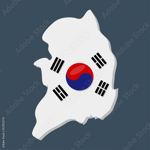 south korea map with south korea national flag inside vector illustration