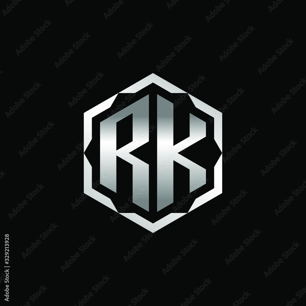 Initial Letters RK Hexagon Logo Design Initial Letters RK Hexagon Logo Design