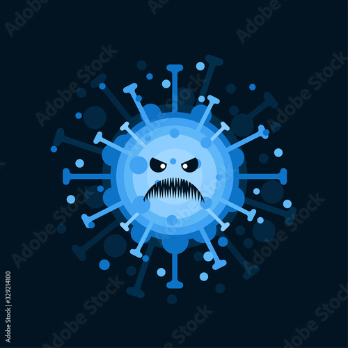 Corona Virus character with face expression. virion of Coronavirus on color  background. 2019-nCoV. the virus that caused epidemic of pneumonia in China. Vector illustration for science and medical us
