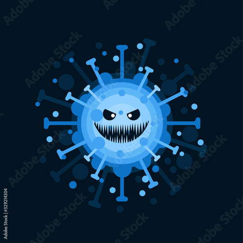 Corona Virus character with face expression. virion of Coronavirus on color  background. 2019-nCoV. the virus that caused epidemic of pneumonia in China. Vector illustration for science and medical us