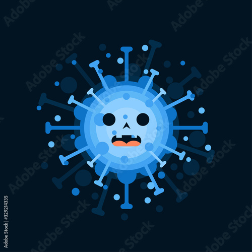 Corona Virus character with face expression. virion of Coronavirus on color  background. 2019-nCoV. the virus that caused epidemic of pneumonia in China. Vector illustration for science and medical us