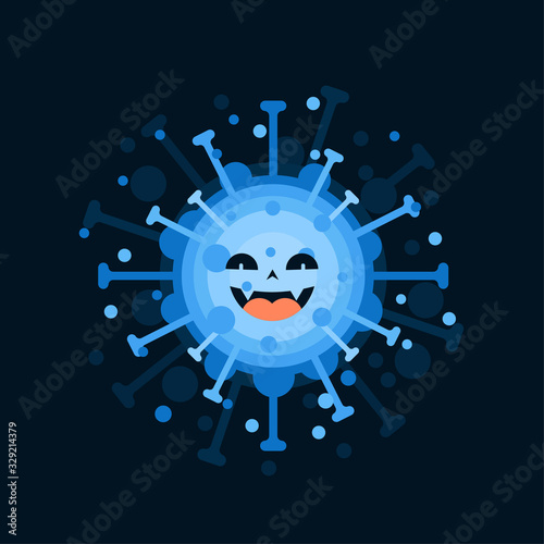 Corona Virus character with face expression. virion of Coronavirus on color  background. 2019-nCoV. the virus that caused epidemic of pneumonia in China. Vector illustration for science and medical us
