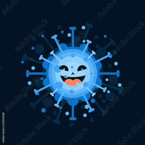 Corona Virus character with face expression. virion of Coronavirus on color  background. 2019-nCoV. the virus that caused epidemic of pneumonia in China. Vector illustration for science and medical us