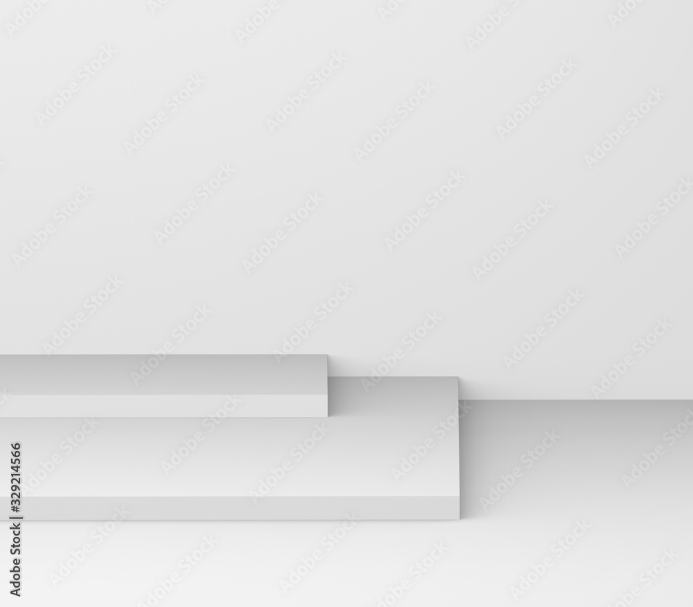 Obraz premium 3d pedestal white cube podium minimal studio background. Abstract 3d geometric shape object illustration