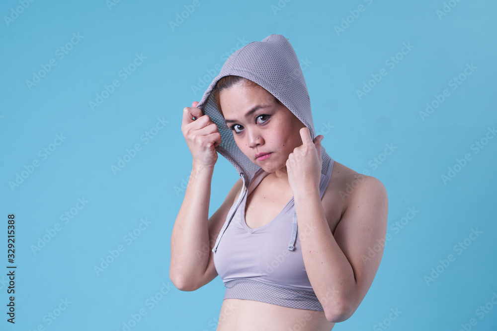 Beauty asian women with variety reaction face