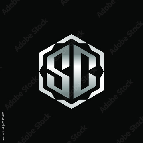 Initial Letters SC Hexagon Logo Design