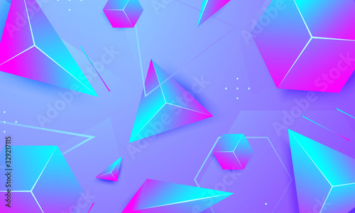 Modern background with triangle and hexagon