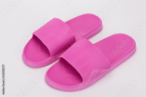 Rubber slippers in white background