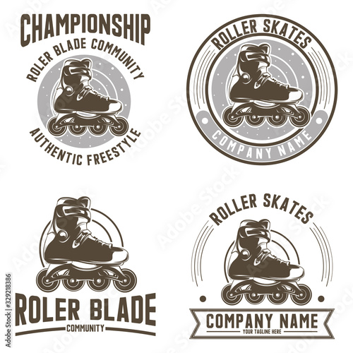 Collection of roller skates team logo design templates