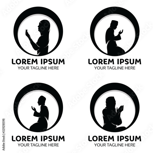 Collection of muslim logo praying to Allah - Design Template Inspiration