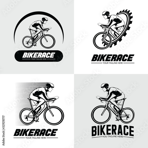 Set of bike race logo design illustration