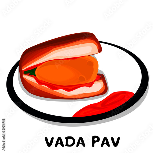 Vadapav indian mumbai street Food Vector