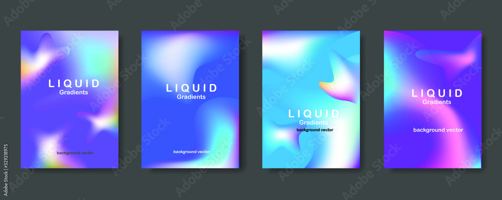 Set of poster covers with color vibrant Liquid Gradient background. Vector illustration. Eps10