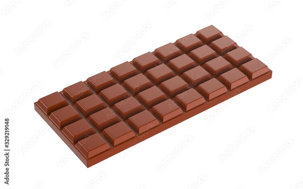 Chocolate bar isolated on white background, 3d rendering Chocolate bar isolated on white background, 3d rendering