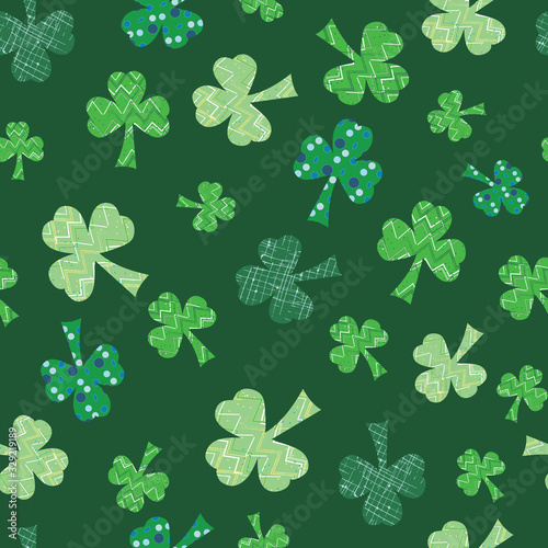 Tumble Shamrocks green clovers seamless vector repeat surface pattern design