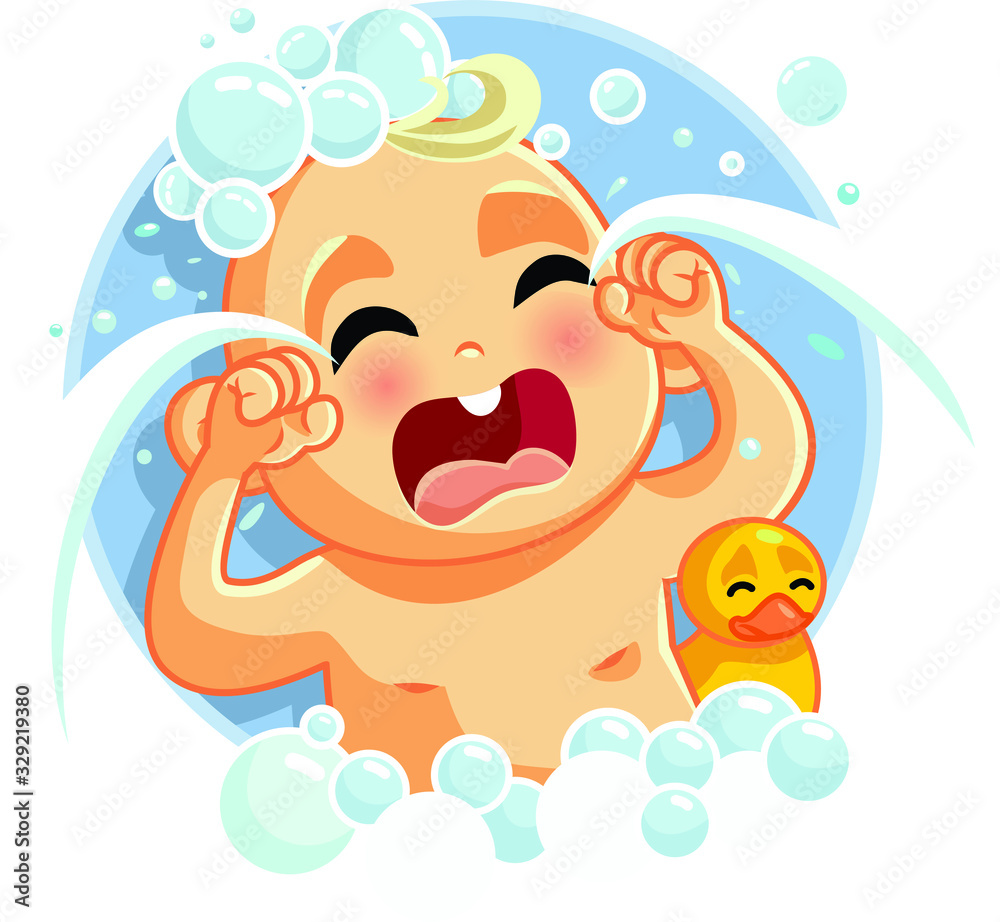 Cute Sad Baby Crying at Bath Time Cute Sad Baby Crying at Bath Time