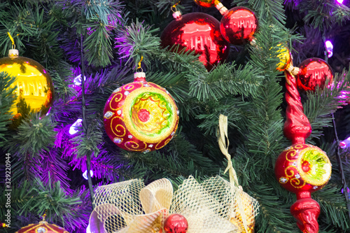 Bright beautiful Christmas tree toys