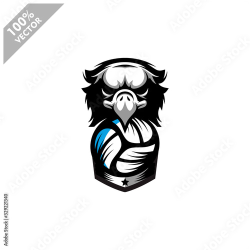 Volleyball Eagle team logo design. Scalable and editable vector.