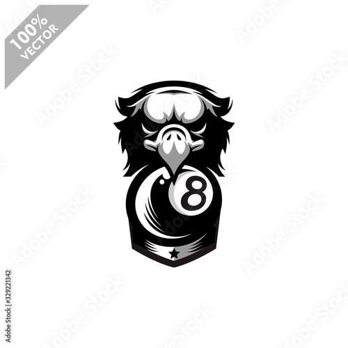 Billiard 8 ball Eagle team logo design. Scalable and editable vector.