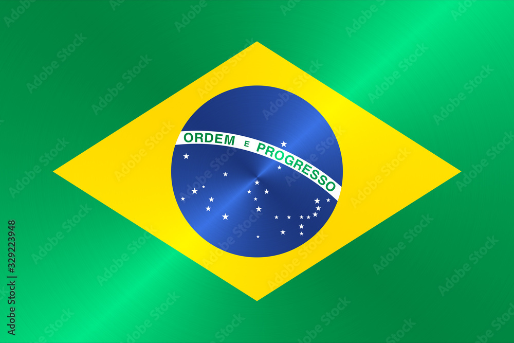 Fototapeta premium Brazilian flag in traditional colors and proportion. 3D illustration 