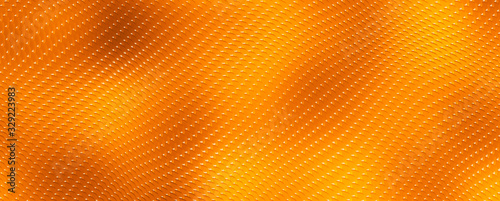 Abstract bright monochrome orange yellow halftone pattern. Soft dynamic lines 