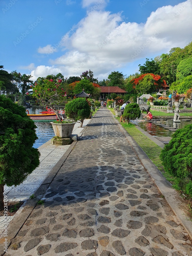 walk way in the water temple in Bali, Indonesia