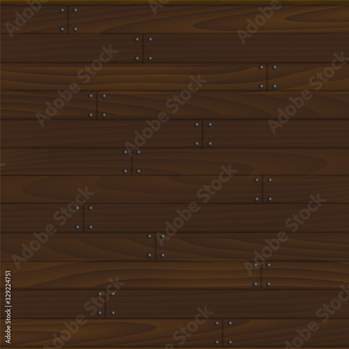 Old wooden background with bolts. Vector.