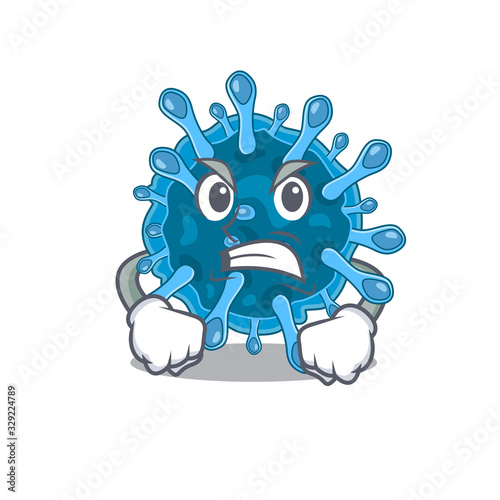 Microscopic coronavirus cartoon character design with angry face