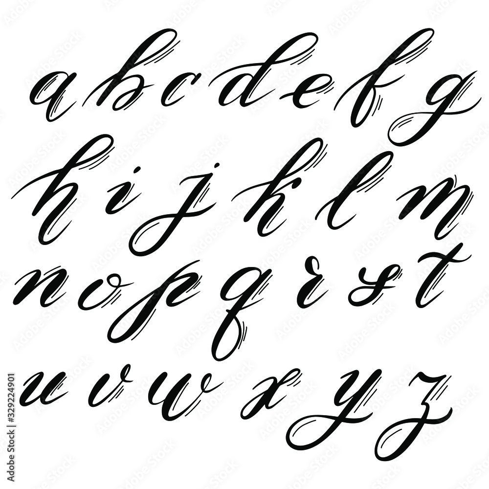 Isolated vector alphabet, modern brush calligraphy for typography, design. Isolated vector alphabet, modern brush calligraphy for typography, design.