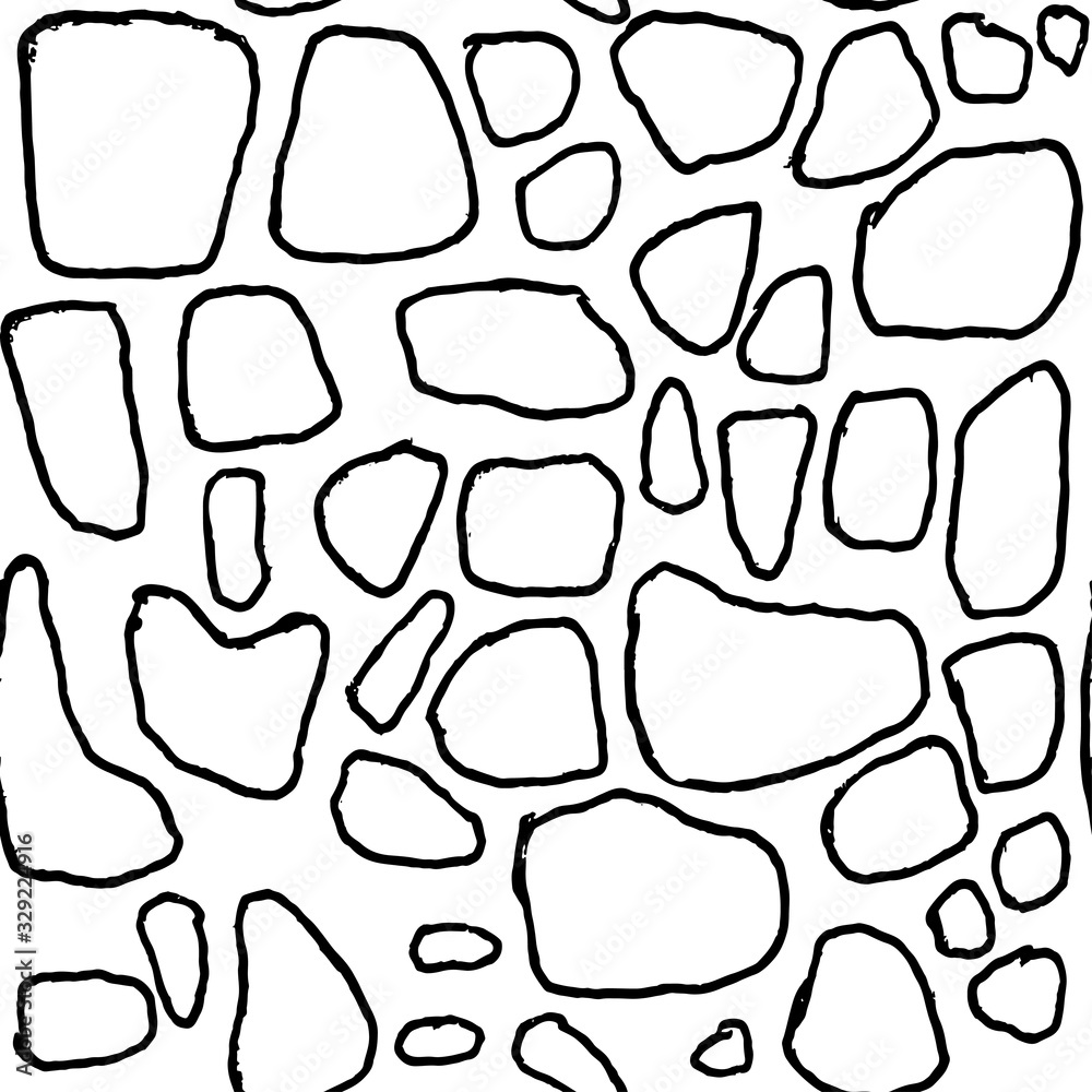 Stones handdrawn seamless black and white pattern. Vector illustration. Stones handdrawn seamless black and white pattern. Vector illustration.