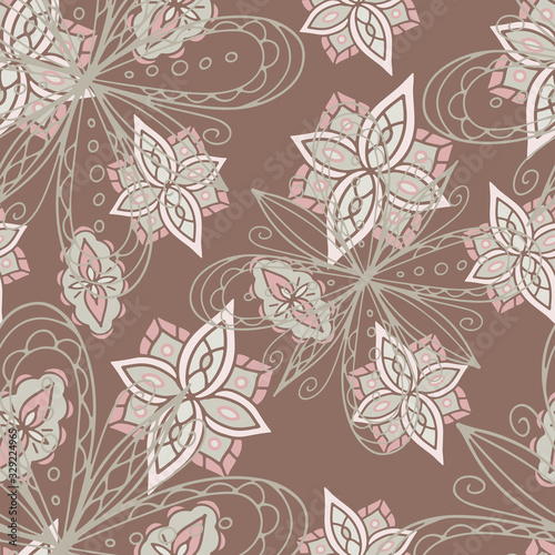 Wallpaper Mural Seamless pattern texture fantasy flowers for design, printing, packaging.  Torontodigital.ca