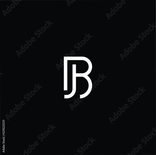 Minimal elegant monogram art logo. Outstanding professional trendy awesome artistic BJ JB initial based Alphabet icon logo. Premium Business logo White color on black background