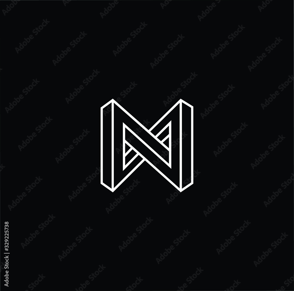 Naklejka premium Minimal elegant monogram art logo. Outstanding professional trendy awesome MN NM initial based Alphabet icon logo. Premium Business logo White color on black background