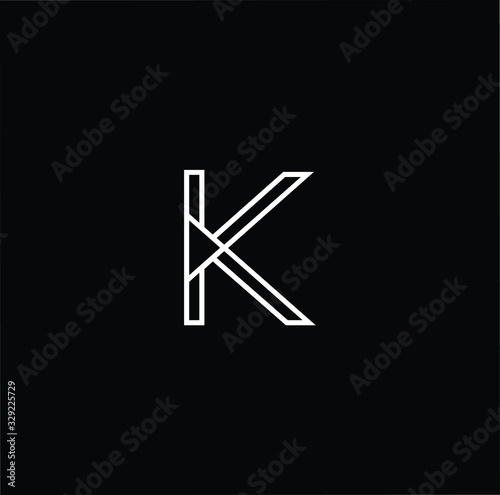 Minimal elegant monogram art logo. Outstanding professional trendy awesome K KK initial based Alphabet icon logo. Premium Business logo White color on black background