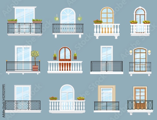 Print op canvas House and apartment building balconies