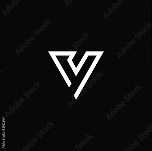 Minimal elegant monogram art logo. Outstanding professional trendy awesome artistic V Y VY YV initial based Alphabet icon logo. Premium Business logo White color on black background
