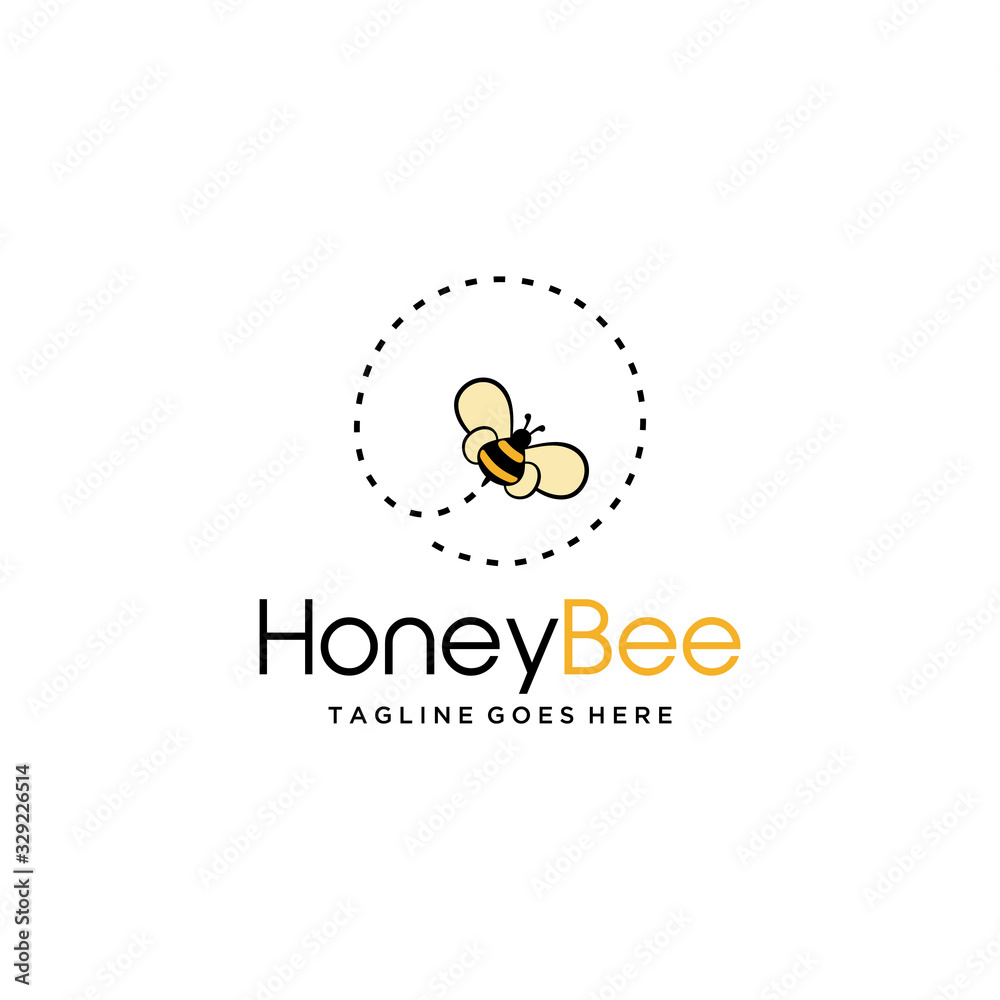Illustration fly bee sign abstract modern logo template.