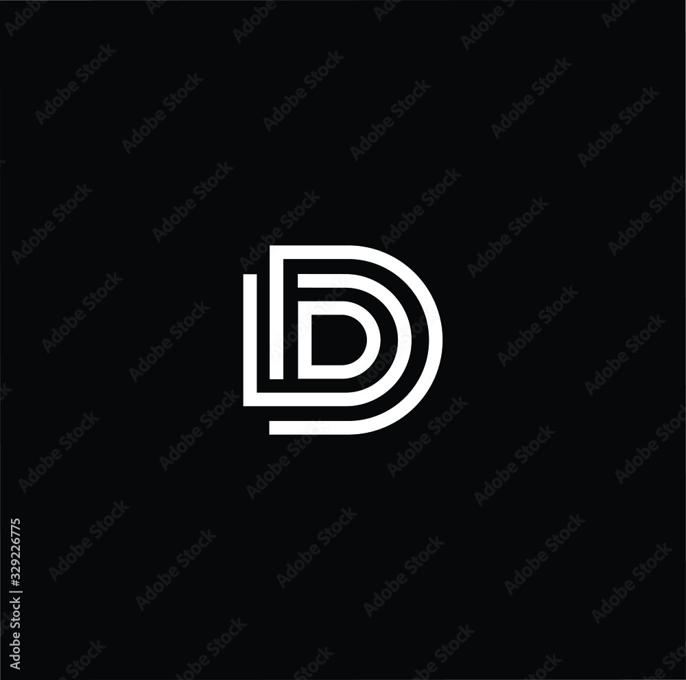 Minimal elegant monogram art logo. Outstanding professional trendy awesome artistic D DD DDD initial based Alphabet icon logo. Premium Business logo White color on black background - obrazy, fototapety, plakaty 