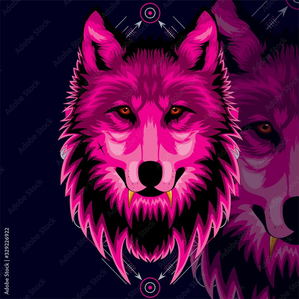 Naklejka premium WOLF ETHNIC GEOMETRIC VECTOR