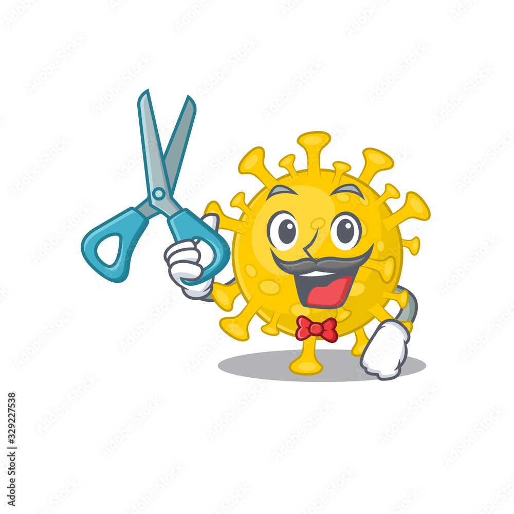 Cool Barber corona virus diagnosis mascot design style