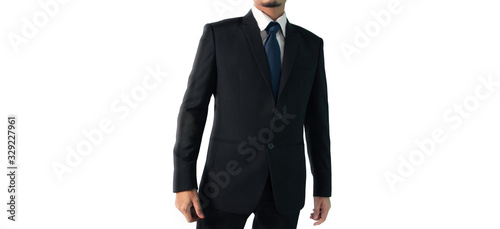 Business portrait of handsome man in black suit