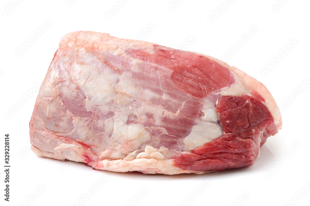 huge red meat chunk isolated over white background huge red meat chunk isolated over white background