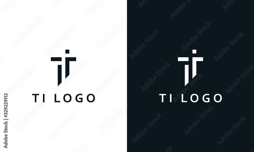 Elegant abstract line art letter TI logo. This logo icon incorporate with letter T and I in the creative way. - obrazy, fototapety, plakaty 