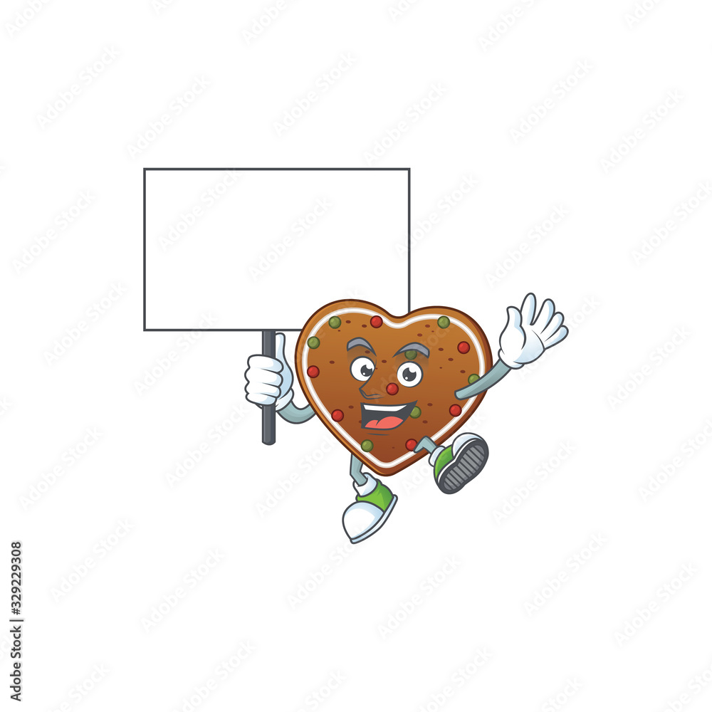 Sweet gingerbread love cartoon character bring a board Sweet gingerbread love cartoon character bring a board