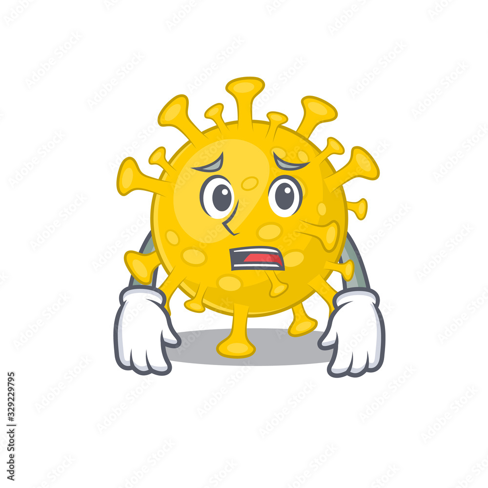 Fototapeta premium Cartoon picture of corona virus diagnosis showing anxious face