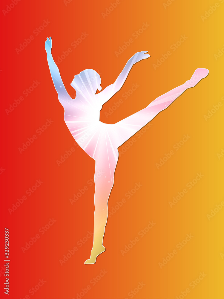 Fotografie A Ballet Dancer Silhouettes, Colorful, Rainbow