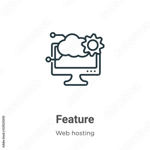 Feature outline vector icon. Thin line black feature icon, flat vector simple element illustration from editable web hosting concept isolated stroke on white background