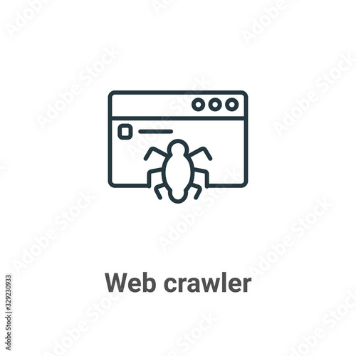 Web crawler outline vector icon. Thin line black web crawler icon, flat vector simple element illustration from editable ui concept isolated stroke on white background